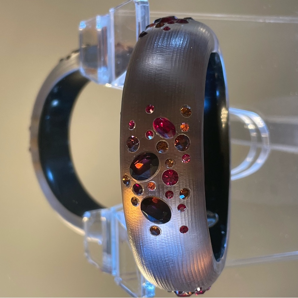 Alexis Bittar Lucite & Crystal Encrusted Hinged Bangle Bracelet
